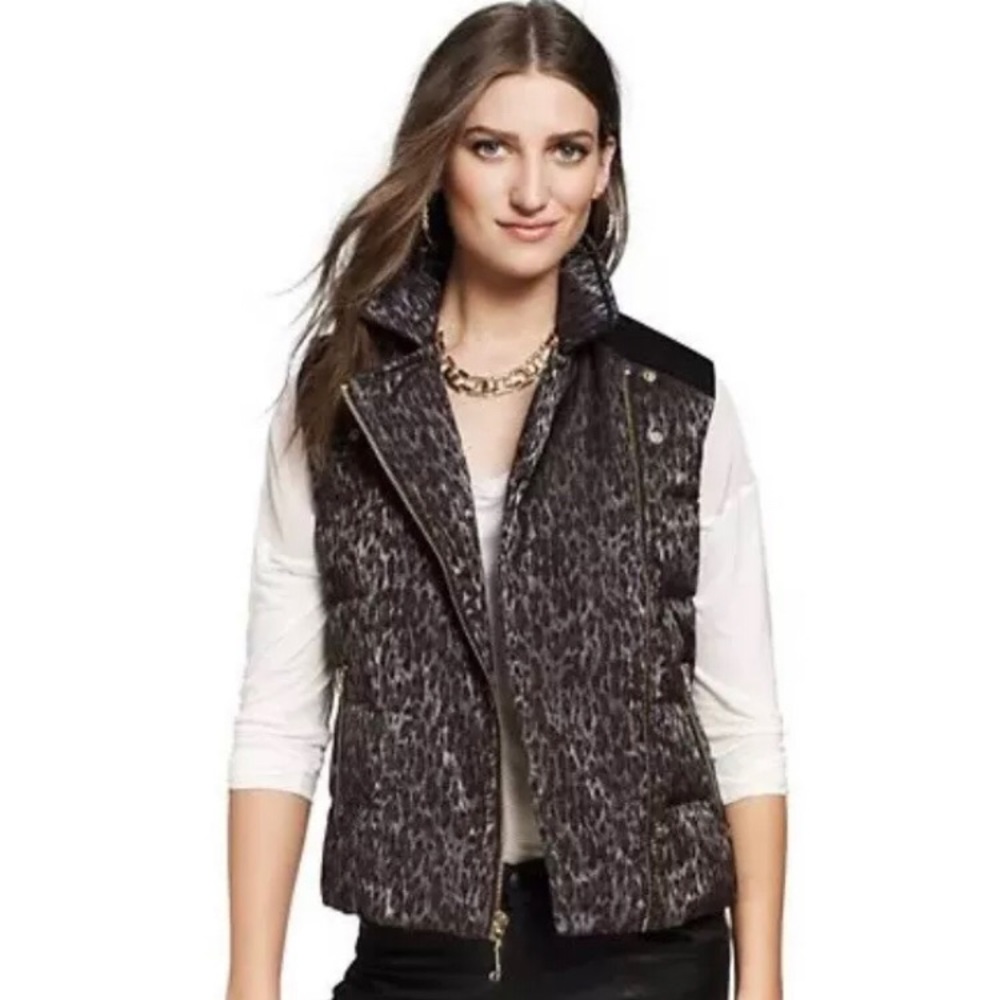 JUICY COUTURE BLACK LEOPARD PUFFER VEST SMALL